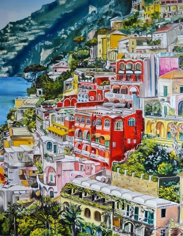 painting Positano: Rainbow City by Valeria Radzievska